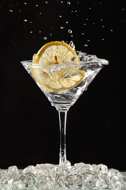Glass, Lemon And Splash Of Water - Photo, image