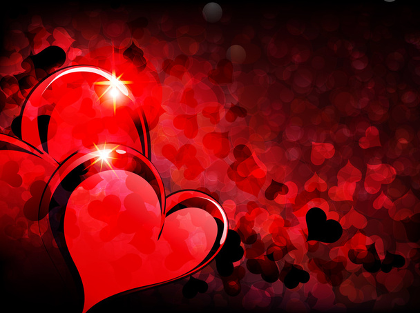 Valentine's Day background with sparkling hearts - Vector, Image