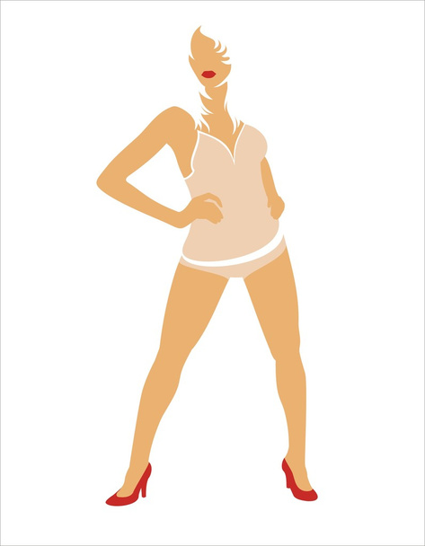 Woman silhouette in red shoes - Vector, Image