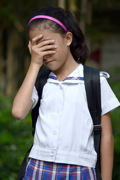 Young Girl Student Under Stress Wearing Uniform - Photo, Image