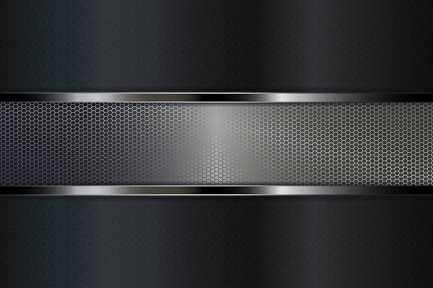 Abstract composition of a dark gray hue with a mesh rectangular frame in metallic color - Vector, Image