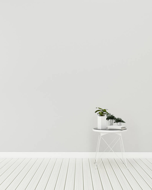skandinavisches Wohnzimmer mit Tisch. -3D-Darstellung - Foto, Bild