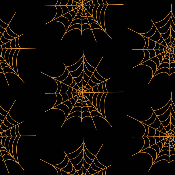 Web seamless vector pattern on white black orange background. Halloween texture. - Διάνυσμα, εικόνα