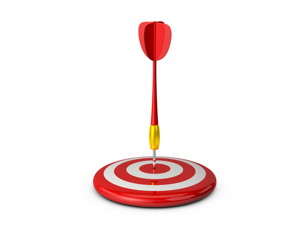 Red Target with Plastic Dart Arrow - 写真・画像