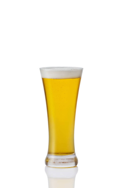 glass of beer on white background - 写真・画像