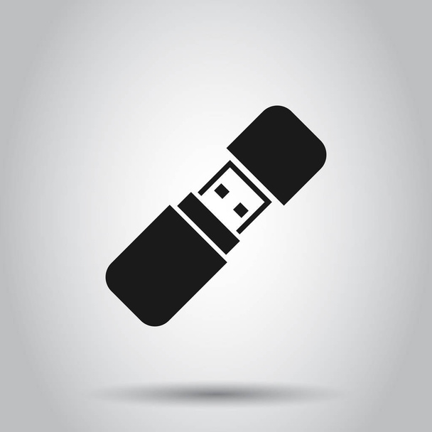 Usb drive icon in flat style. Flash disk vector illustration on  - Vector, Image