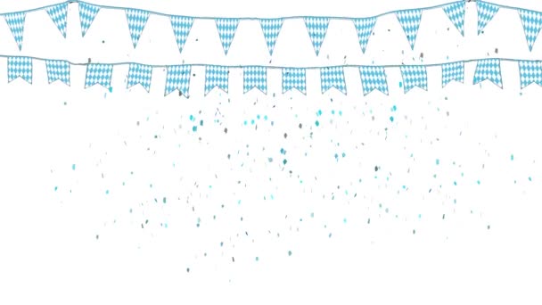 Animation of a traditional Oktoberfest beer festival flag with confetti - Footage, Video