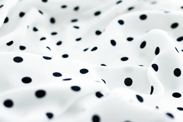 Classic polka dot textile background texture, black dots on whit - Zdjęcie, obraz