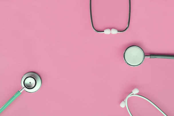 close up of stethoscope on pink  background      - Valokuva, kuva
