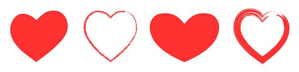 Rode hand getekende harten set. Valentines dag pictogrammen. Hart tekenen geïsoleerd op witte achtergrond. Liefde concept stickers - Foto, afbeelding
