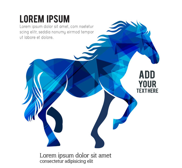 Image of an blue horse on white background - Вектор, зображення