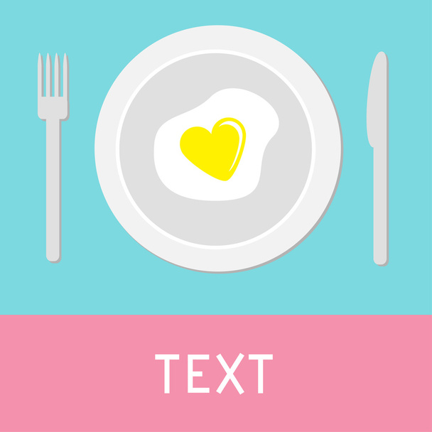 Heart-shaped fried egg illustration - Vector, Imagen