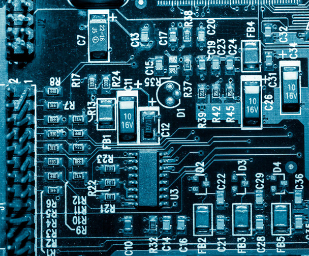 Resumen, primer plano de Mainboard Electrónica fondo de la computadora. (placa lógica, placa base de la CPU, placa principal, placa del sistema, mobo
) - Foto, imagen