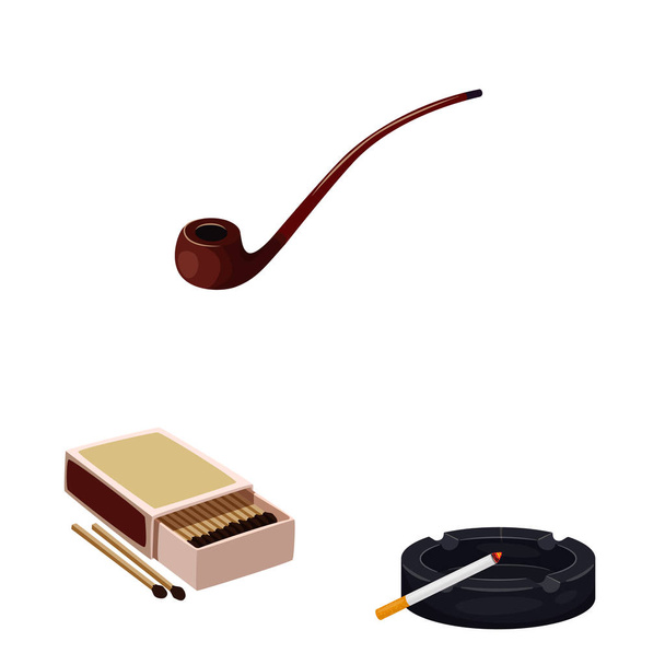 Vector design of cigarette and tobacco logo. Collection of cigarette and nicotine stock symbol for web. - Vektör, Görsel