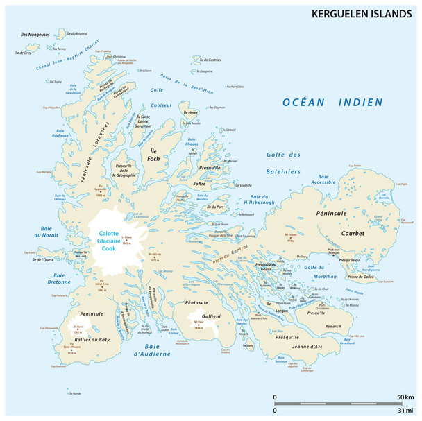 ケルゲレンのフランス列島地図 - ベクター画像