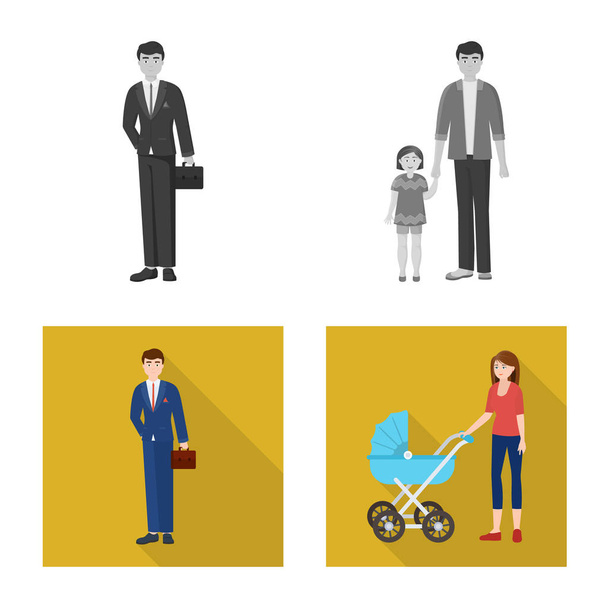 Vector illustration of character and avatar icon. Collection of character and portrait vector icon for stock. - ベクター画像