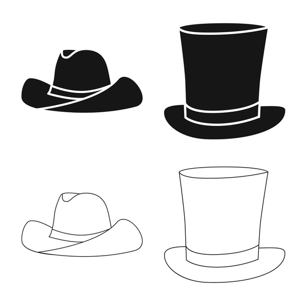 Vector illustration of clothing and cap sign. Collection of clothing and beret stock vector illustration. - Vetor, Imagem