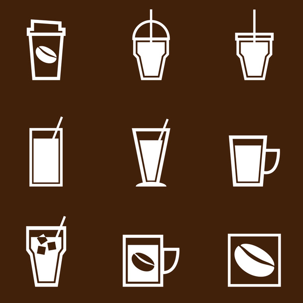 koffie dranken pictogrammen collectie - Vector, afbeelding