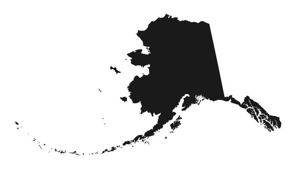 Mapa do Alasca, estado dos EUA. Mapa de silhueta sólida da área do país. Ilustração simples do vetor plano
 - Vetor, Imagem