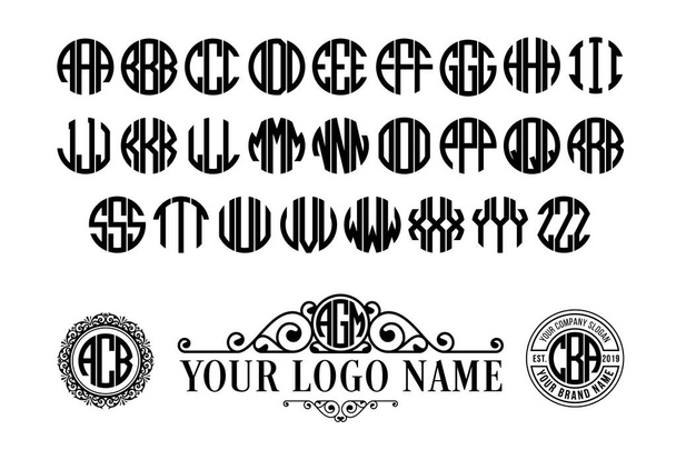 Monogramm-Kreisschrift mit 3 Buchstaben. - Vektor, Bild