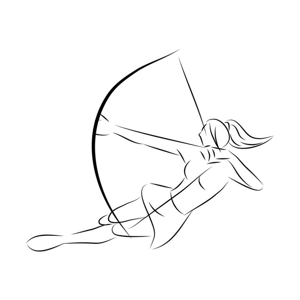 Illustration en noir et blanc du geste archer line art
 - Vecteur, image