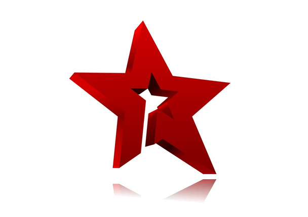 czerwona gwiazda z odbicia w lustrze - Zdjęcie, obraz