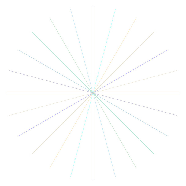 radiale, strahlende Linien, Speichen. kreisförmige Strahlen, Strahlen. Multicolo - Vektor, Bild