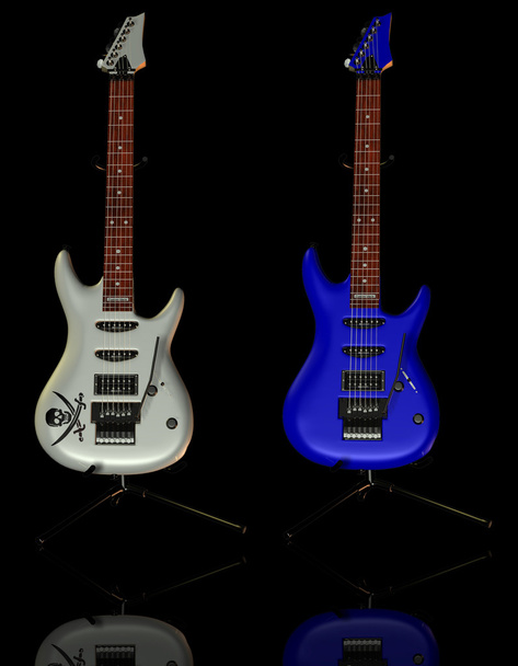 twee elektrische gitaren permanent - Foto, afbeelding