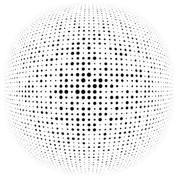 Half-tone dots, circles, dotted element. Sphere, orb or globe di - Vector, Image