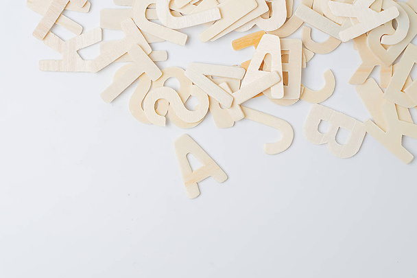 ABC english wood letters on white - Foto, imagen
