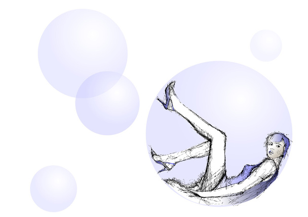 Mulher azul em bolhas
 - Vetor, Imagem