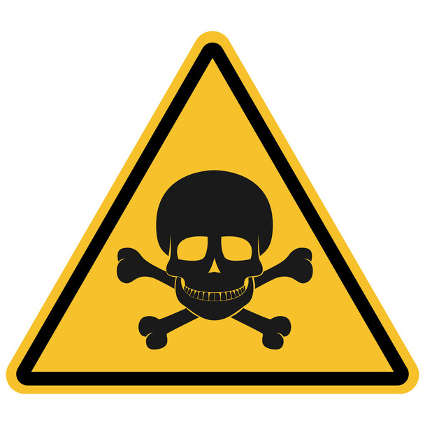 Lebka s trojúhelníčkem nebezpečná značka toxického odpadu, symbol výstražné ikony. - Vektor, obrázek