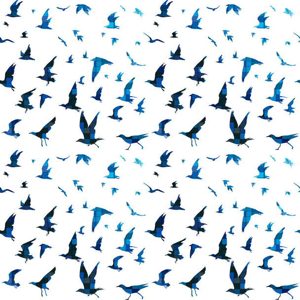 Mozaik kiremit desenli kuşlar - Vektör, Görsel