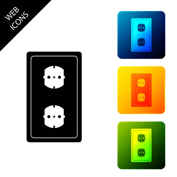 Electrical outlet icon isolated. Power socket. Rosette symbol. Set icons colorful square buttons. Vector Illustration - Vector, Image