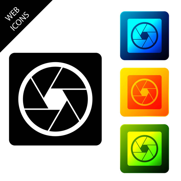 Camera shutter icon isolated. Set icons colorful square buttons. Vector Illustration - Vector, Image