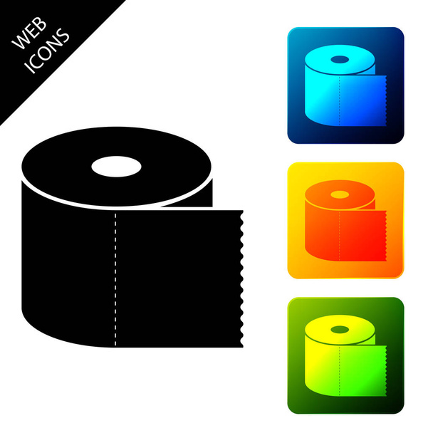 Icono de rollo de papel higiénico aislado. Establecer iconos coloridos botones cuadrados. Ilustración vectorial
 - Vector, Imagen