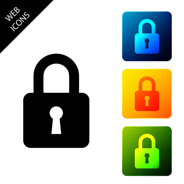 Lock icon isolated. Padlock sign. Security, safety, protection, privacy concept. Set icons colorful square buttons. Vector Illustration - Vector, Image