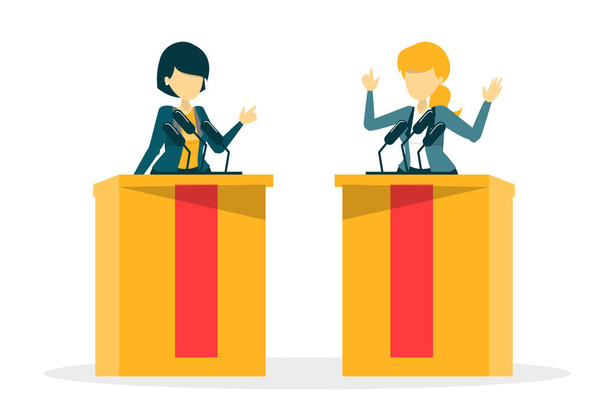 討論の大統領候補者女性スピーカー - ベクター画像