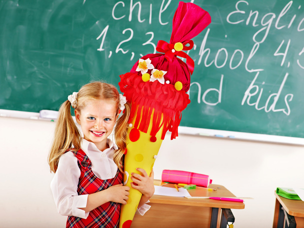 Child with school cone. - Photo, Image