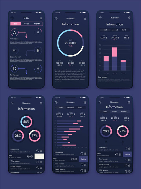 Different UI, UX, GUI screens and flat web icons for mobile apps - Vector, Image