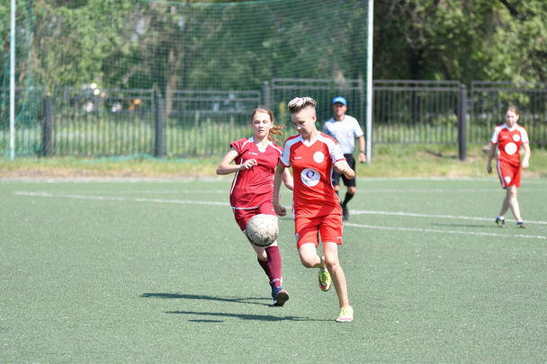 Orenburg, Russia - 12 June 2019 year: Girls play football - Fotoğraf, Görsel