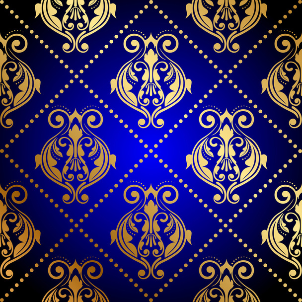 Vector blue background with luxury gold ornament - Vektori, kuva