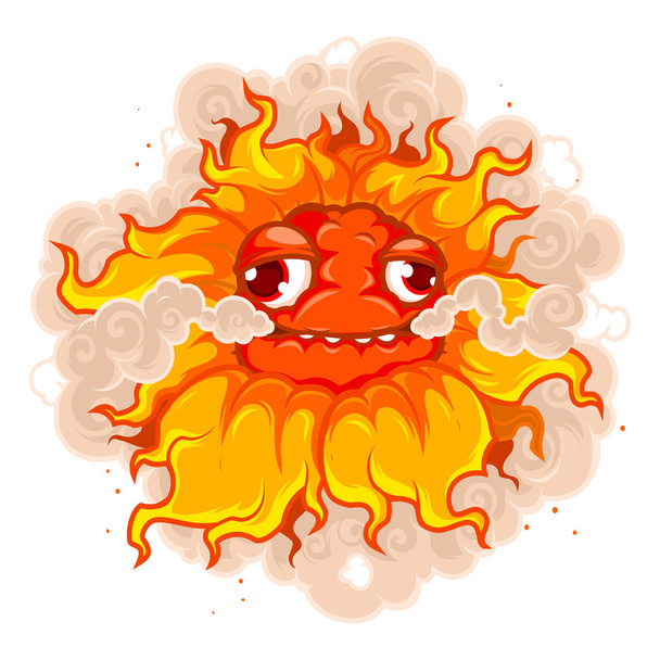 Fun burning flower with a funny face - Vector, Imagen
