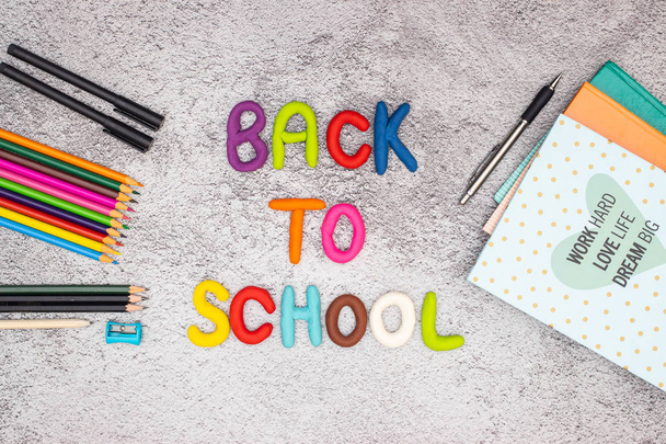Back to school - School supplies on the desk  - 写真・画像