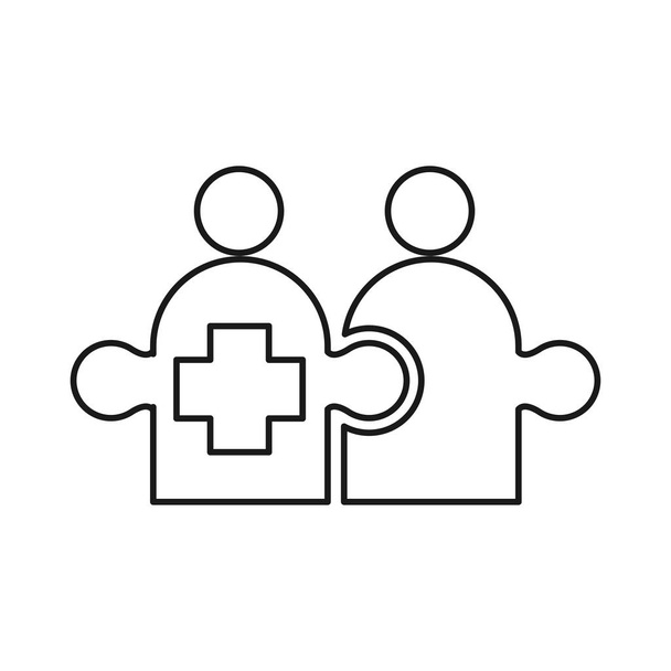 Cross παζλ δέσμευση ομαδική εργασία μαζί λογότυπο περίγραμμα  - Διάνυσμα, εικόνα
