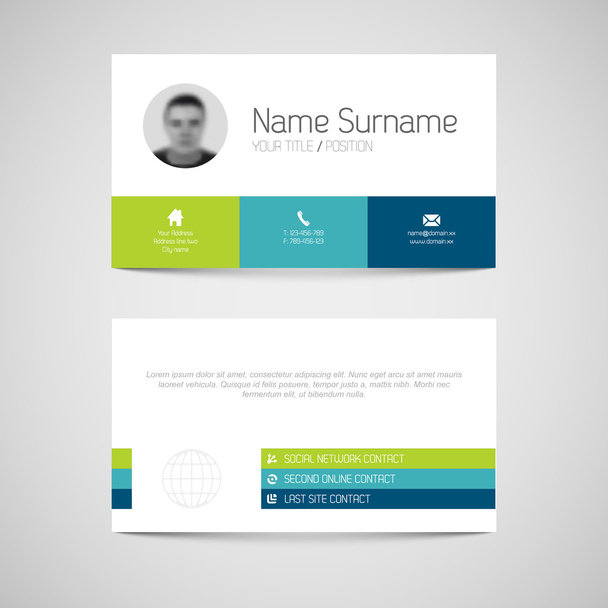 Modern business card template with flat user interface - Vector, Image