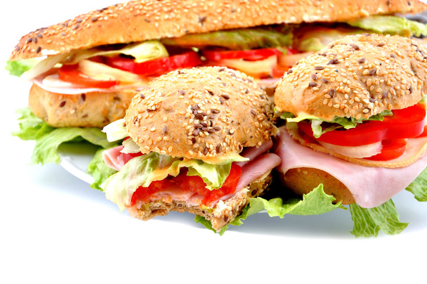 sándwich fresco con jamón y queso - Foto, Imagen