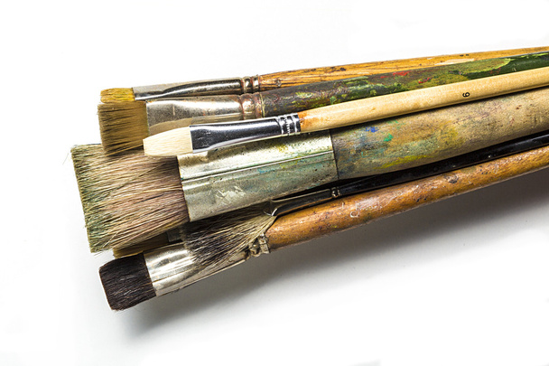 old paint brushes isolated on white background - Photo, Image