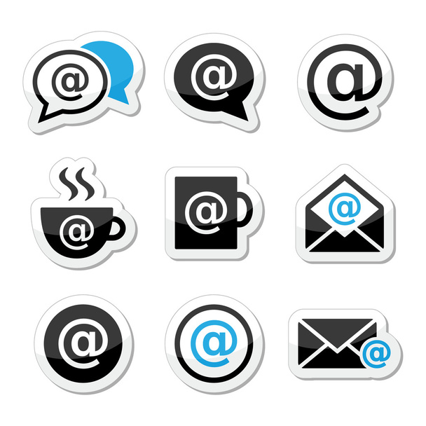 Email, internet cafe, wifi vector icons set - Vettoriali, immagini