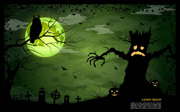Halloween-ijesztő éjszakai vektor háttér - Vektor, kép